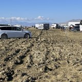 Le désert du Nevada, où se déroule le Burning Man, avait été métamorphosé en bourbier après de fortes pluies.